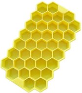 Finnacle - IJsblokjes vorm - Ijsklontjes - Honingraat - Hexagon blokjes - Mal voor 37 ijsblokjes - Met deksel - Zomer - Geel -