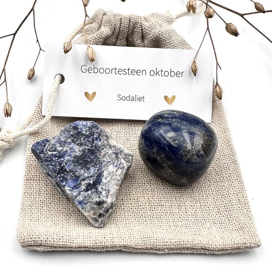 Pierre de naissance d'octobre - Sac combiné sodalite - pierres précieuses - cristaux - anniversaire - cadeau pour lui - porte-bonheur - cadeau boîte aux lettres - amitié