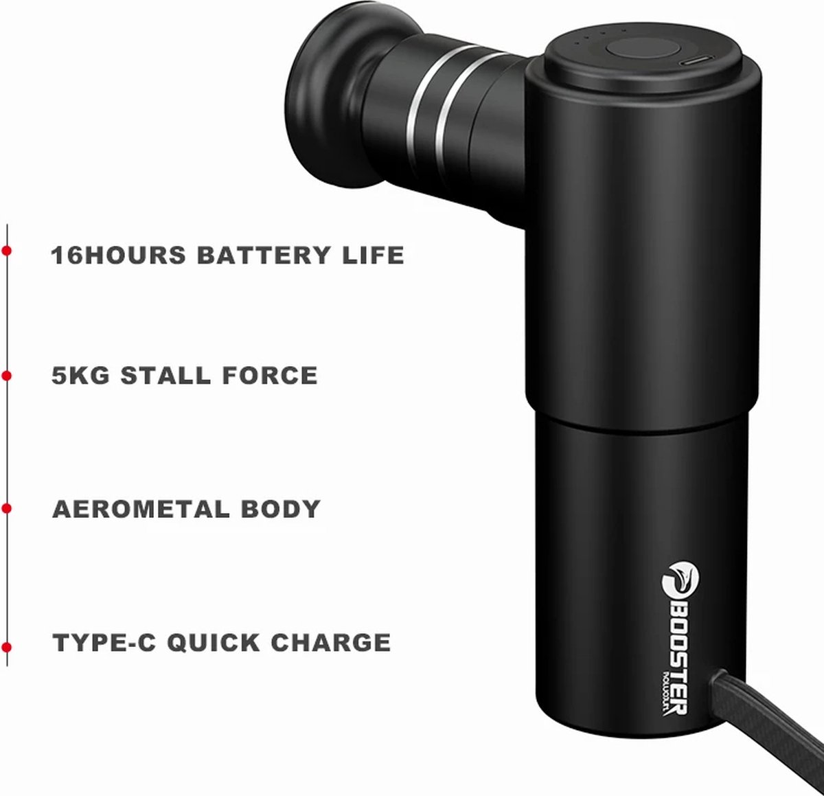 Afbeelding 2 van DrPhone EchoEase – Mini Draagbare MassageGun – Ontspanning – Massage – Met Vier Standen – Met Vier Snelheden - Fitness Spier Massage – Zwart