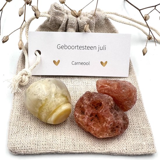 Pierre de naissance de juillet - Sac combiné cornaline - pierres précieuses - anniversaire - beau cadeau pour homme/femme - amitié - porte-bonheur - félicitations