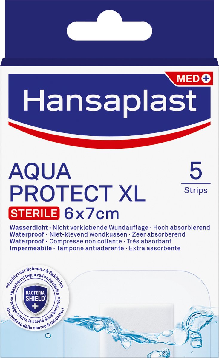 Goedkoopste Hansaplast Aqua Protect XL Pleisters - Waterdichte pleister - Waterproof Wondpleisters - Wondverzorging - Grote Pleisters - Eilandpleister 6x7 cm - 5 Stuks