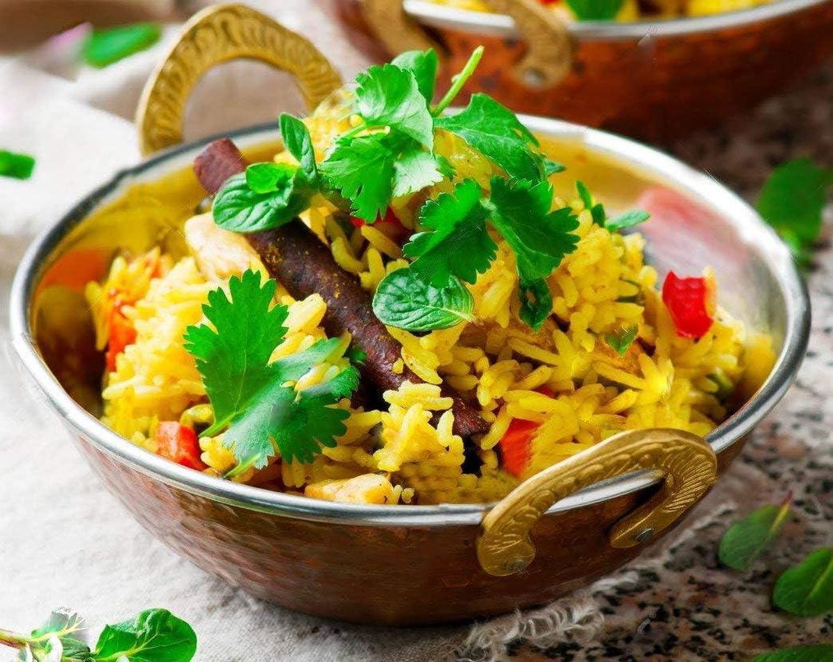 Premium kwaliteit gehamerd koper & Stainlees Staal Serveer Handi Biriyani schaal (18 CM, verkoop voor - 2 stuks