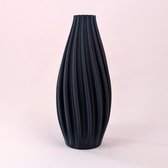 Dastium Home - 3D geprinte vaas Fleur - Mat Blauw - 40 cm - Luxe vaas voor zijden bloemen - Woonaccessoires