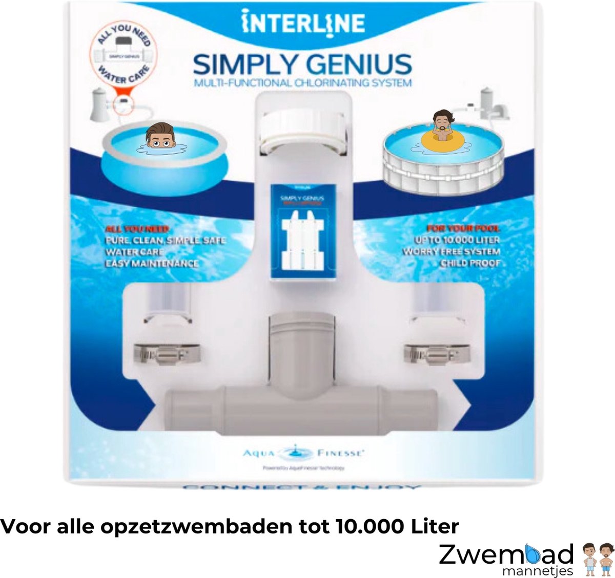 Interline Simply Genius Starter Zwembad Reinigingsset Starter Zwembad Onderhoud Simply Genius Chloortabletten Zwembad Inclusief 2 refill cartridges