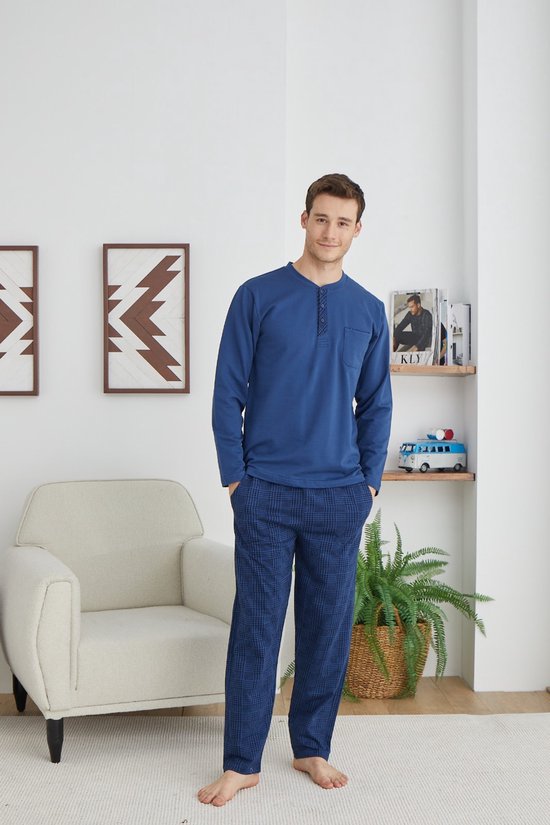 Heren Pyjama Set / Huispak Tobias / Indigo kleur /xxxl / 100% Katoen
