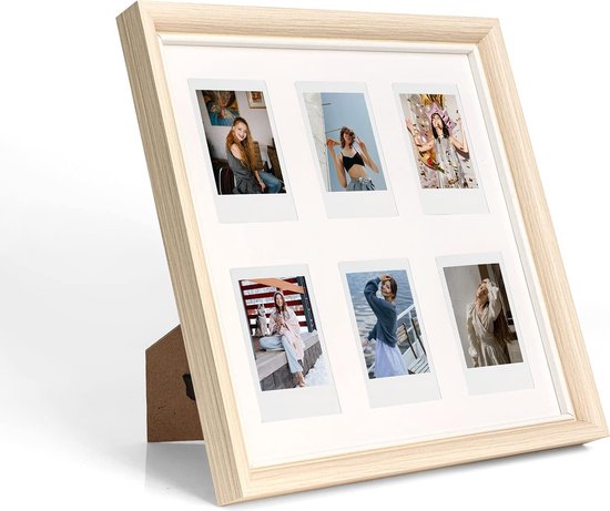 Houten polaroid fotolijst voor 3 inch foto's - wand- en tafeldecoratie met muurbevestiging - geschikt voor Instax Mini 12/11/9/8/7+/Evo/Link Film