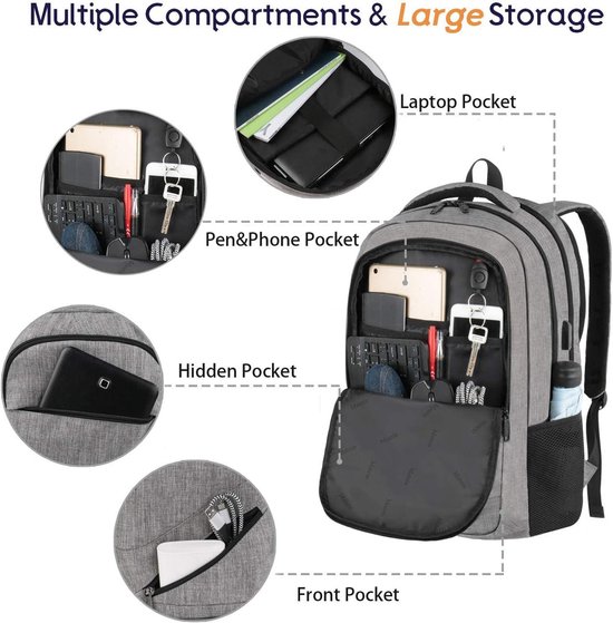 Laptop Rugzak Purse voor Vrouwen Mannen, 17 Inch Computer Stijlvolle Rugzakken, Leraar Doctor Verpleegster Daypack voor Werk, College Bookbag Wide Open Design, Lichtblauw