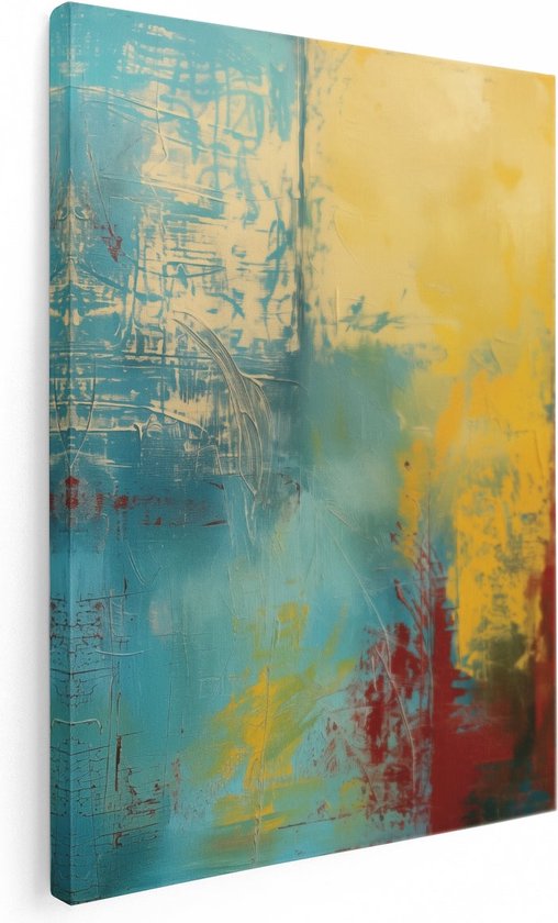 Artaza Canvas Schilderij Abstract Kunstwerk met Rode, Gele en Blauwe Kleuren - 30x40 - Klein - Foto Op Canvas - Canvas Print