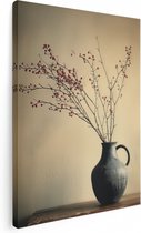 Artaza Tableau sur toile Vase avec baies à l'intérieur - 60x80 - Décoration murale - Photo sur toile - Impression sur toile