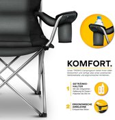 campingstoel - tuingstoel - campingstoel tot 150 kg - met armleuningen en drankenhouder - zwart