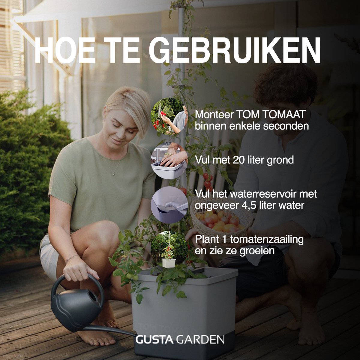 Gusta Garden - Tom Tomato - Tomaten Planten - Tomaten Plantenbak met Watertank - Kweekbak - Kweektafel - Donkergroen