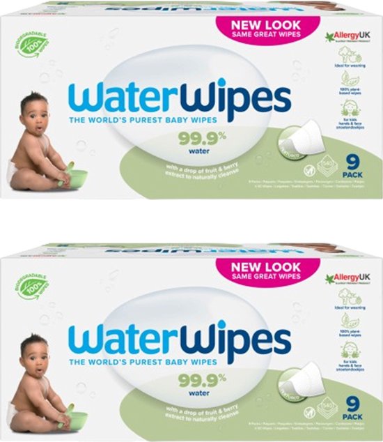 2x WaterWipes Snoetendoekjes 9x60 = 540 stuks