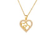 Plux Fashion Drie Hart Ketting - Goud - 3mm/40cm + 5cm verlengstuk - Sieraden - Gouden Ketting - Three Heart Chain - Stainless Steel - 18 Karaat Verguld - Schakel Ketting - Sieraden Cadeau - Luxe Style - Duurzame Kwaliteit - Moederdag Cadeau