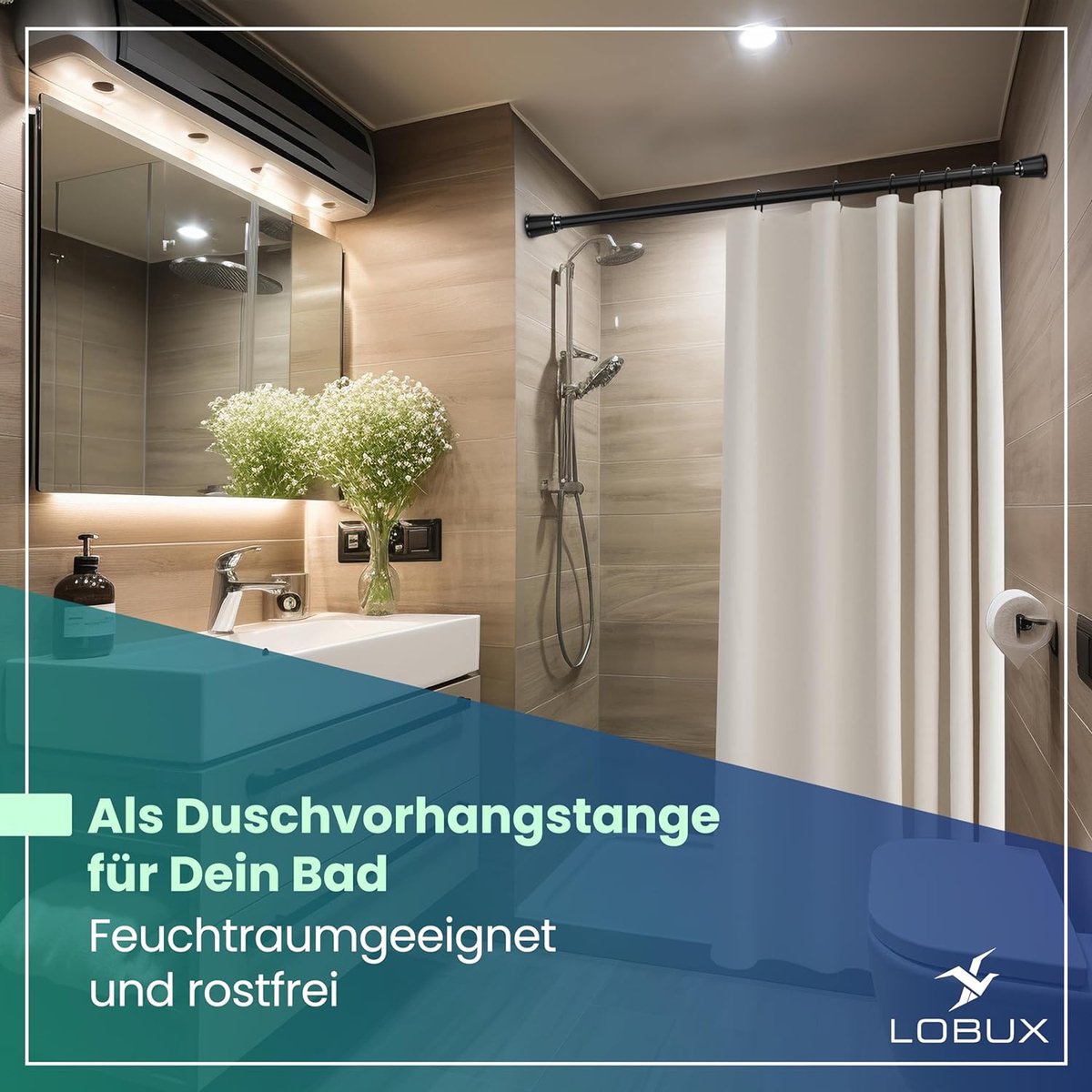 Gordijnroede, 1 stuk, zonder boren, instelbaar, telescoopstang voor kast, douchegordijn, 72-145 cm, 25 mm, zwart