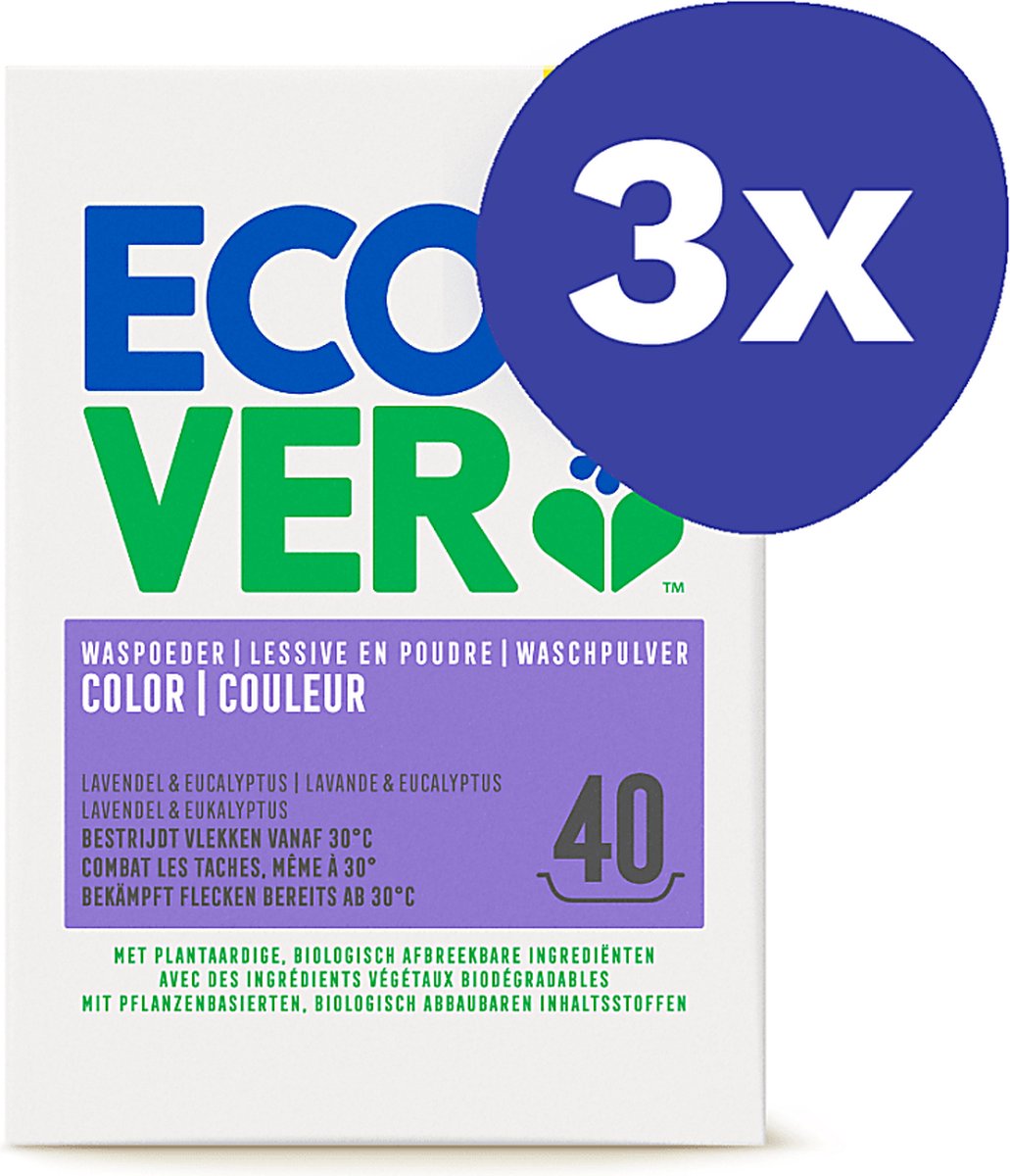 Goedkoopste Ecover Waspoeder Color (40 wasbeurten) (3x 3kg