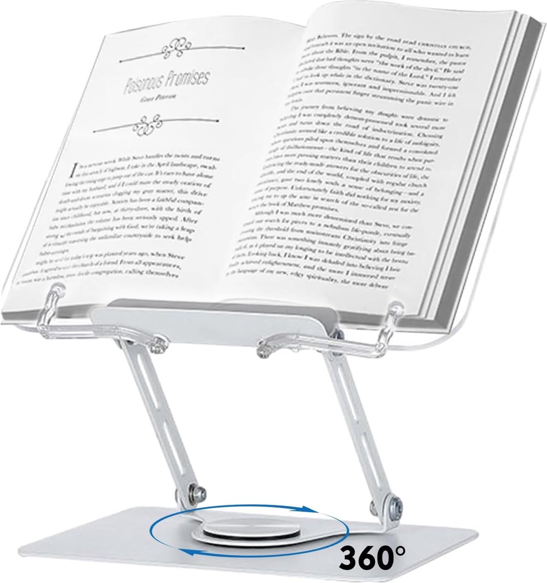 Boekenstandaard om te lezen, laptopstandaard voor schoot, verstelbare boekenhouderstandaard met paperclips voor boeken, inklapbare kookboekhouderstandaard (hout A