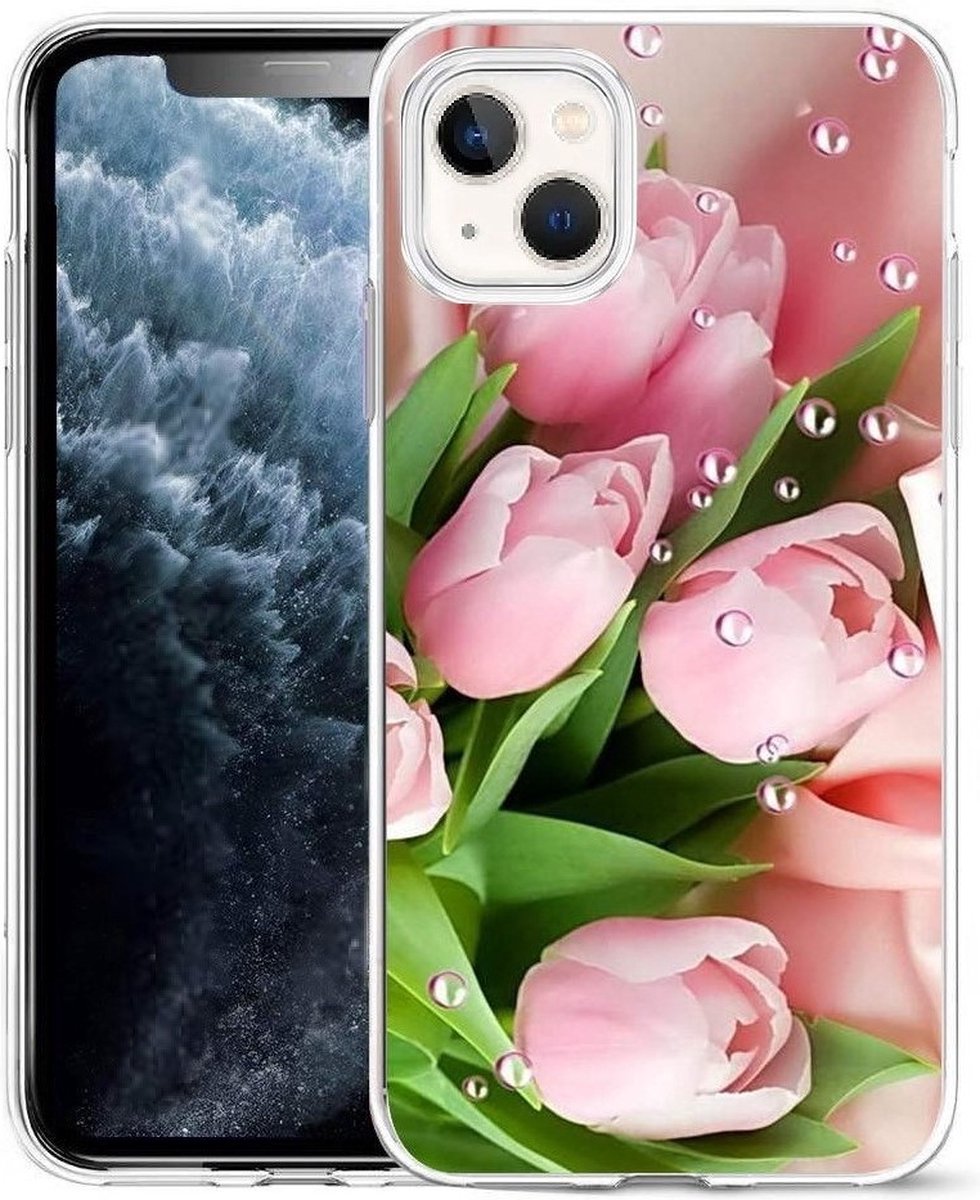 Cityhoesje-iPhone 14 / 13-Bloemen-Backcover