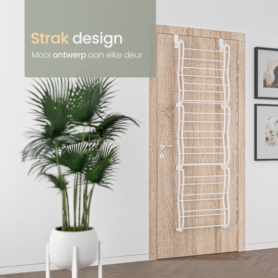 O'DADDY® Schoenenrek - Schoenenkast - Schoenenrek wit - Schoenenrek deur - Schoenenrek hangend - Hangend schoenenrek - Deur schoenenrek - Hangend schoenenrek deur - Geschikt voor elke deur - 20 x 51 x 182 cm