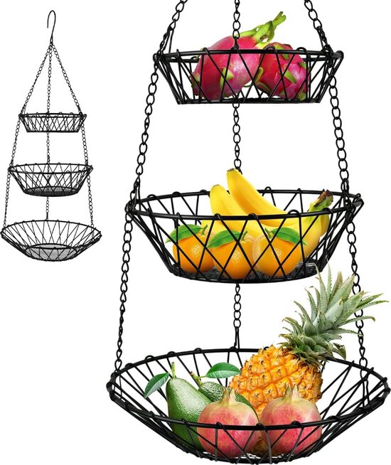 Hangende fruitmand van zeegras - Etagère voor wandmontage aan de muur