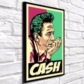 Pop Art Johnny Cash - Poster Print - gekaderd - 106 x 76 x 2 cm - Wanddecoratie