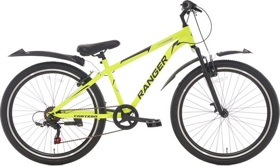 Cortego Ranger Jongensfiets 26 inch Fluogeel 7 Versnellingen - Kinderfiets - Mountainbike inclusief spatborden