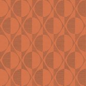 Grafisch behang Profhome 374784-GU vliesbehang licht gestructureerd met geometrische vormen glanzend oranje zwart 5,33 m2