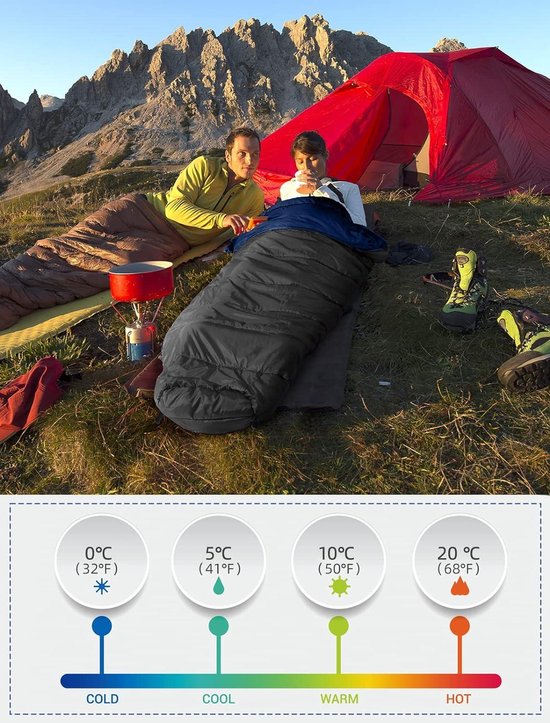 Slaapzak winter -7 °C tot 20 °C (18 kg ~ 24 kg/210 x 80 cm) mummieslaapzak licht 4 seizoenen waterafstotend - voor rugzakreizen kamperen hiking Slaapzak — afbeelding 3