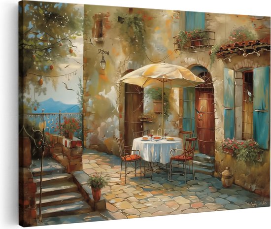 Artaza Canvas Schilderij Toscane - 60x40 cm - Wanddecoratie Italië - Muurdecoratie Terras - Schilderijen Op Canvas Landschap