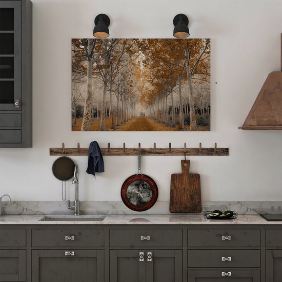 Artaza Canvas Schilderij Weg Omzoomd met Bomen in de Herfst - Landschap - 60x40 cm - Wanddecoratie Woonkamer - Schilderijen - Muurdecoratie