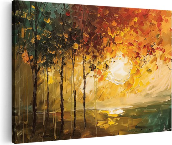 Artaza Canvas Schilderij Kunstwerk van Bomen en een Zonsondergang - 120x80 - Groot - Foto Op Canvas - Canvas Print