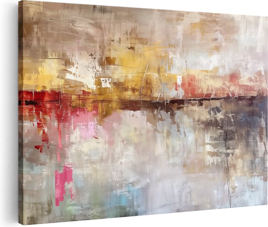 Artaza Peinture sur toile abstraite avec couleurs rouge, jaune et marron – 120 x 80 – Groot – Photo sur toile – Impression sur toile