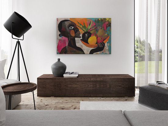Artaza Tableau sur Toile Homme avec un Bol de Fruits - 120x80 - Groot - Photo sur Toile - Impression sur Toile