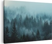 Artaza Canvas Schilderij Mistig Bos - 90x60 - Wanddecoratie - Foto Op Canvas - Canvas Print