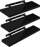 Rootz Set van 3 Wandplanken - Displayplanken - Opbergplanken - Duurzaam MDF en PVC fineer - Vochtbestendig - Eenvoudige installatie - 80x22,9x3,8cm