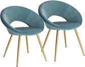 Rootz set van 2 eetkamerstoelen - fluwelen stoelen - gouden metalen poten - elegant ontwerp - verbeterde duurzaamheid - comfortabele zit - 35 cm x 45 cm x 78 cm