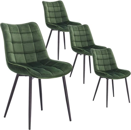 Rootz Set van 4 eetkamerstoelen - Fluwelen zitting - Metalen poten - Ergonomisch ontwerp - Duurzaam en comfortabel - Vloerbescherming - 85,5 cm x 46 x 40,5 cm