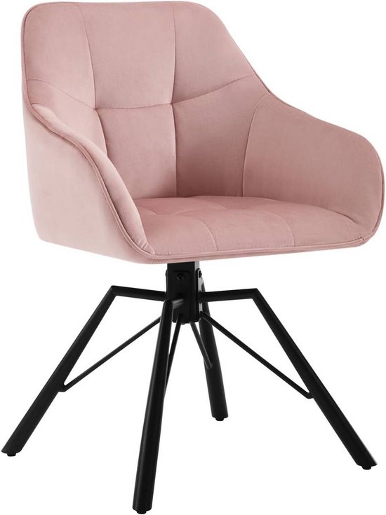 Rootz draaibare eetkamerstoel - draaistoel - fluwelen bureaustoel - ergonomisch ontwerp - comfortabele brede zitting - duurzaam metalen frame - 58,5 cm x 82,5 cm x 54,5 cm
