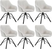 Rootz roterende eetkamerstoelen set van 6 - fluwelen fauteuils - draaistoelen - 360 graden rotatie, comfortabel en stevig - crème, metalen poten - 58 cm x 83,5 cm x 53,5 cm