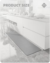 Keukenmat 44 x 200 cm, Veerkrachtig Leder Keukenmat Anti slip Wasbaar, Comfortabele Keukenmat Waterdicht voor Keuken, Woonkamer, Kantoor (Grijis)