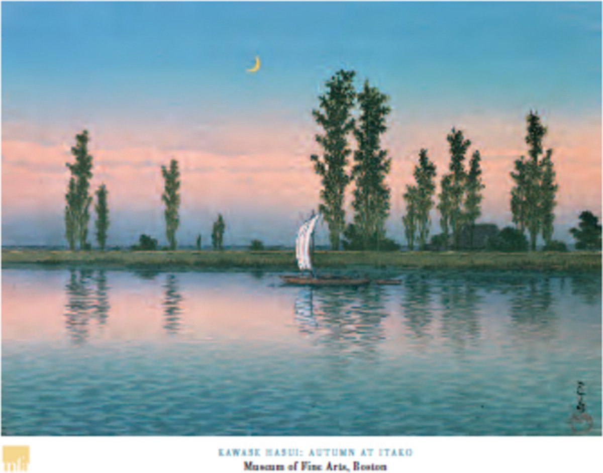Catch Projecten Kawase Hasui - Herfst in Itako - Kunstposter - Boston Museum of Fine Arts - 50x70 cm Multicolor