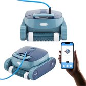 AREBOS Automatische zwembadrobot, zwembadrunner voor zwembaden tot max. 50 m³, zwembadzuiger, zwembadreiniger voor muur, vloer en waterlijn met app-bediening, 3 reinigingsmodi