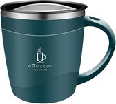 Mug à double paroi - 500 ml - Longue durée chaude ou froide - Pour café, thé et autres boissons chaudes ! - Dessus fermable - Vert