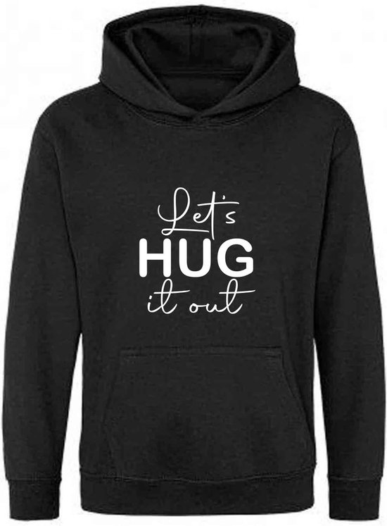 Be Friends Hoodie - Let's hug it out - Kinderen - Zwart - Maat 1-2 jaar