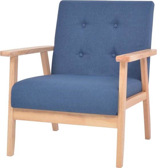 The Living Store Fauteuil - Comfortabele zithoek - Blauw - 64.5 x 67 x 73.5 cm - Polyester