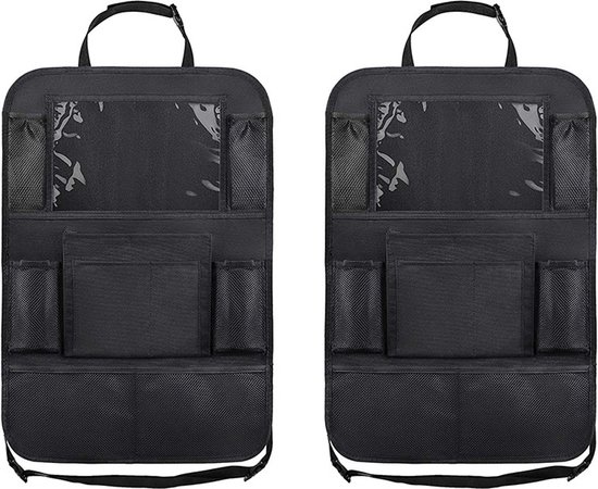 Autostoel Organizer met Tablet houder - 2 Stuks - Zwart - Kwalitatieve Stoelhouder - Opbergzak voor aan Autostoel - Autostoel Organizer Tablet Houder