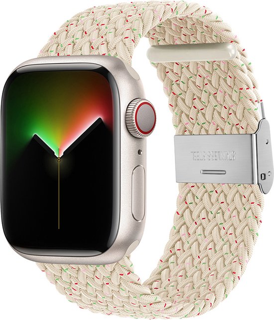 Braided Nylon Starlight/dots band - Geschikt voor Apple Watch 38mm - 40mm - 41mm - Verstelbare stretchy elastische gevlochten smartwatchband met gesp voor iWatch Series 8/7/6/SE/5/4/3/2/1 kleine modellen