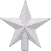 Kerst ster crest - Zilver glitter - 22cm