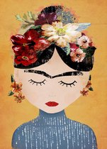 JUNIQE - Canvas doeken Frida Kahlo illustratie -40x60 /Oranje & Rood