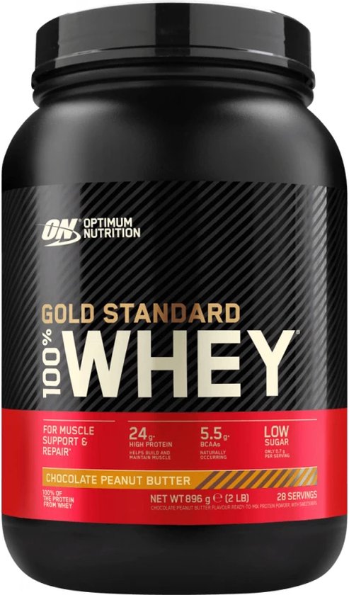 Optimum Nutrition Gold Standard 100% Whey Protein - Chocolate Peanut Butter - Proteine Poeder - Eiwitshake - 900 gram (28 servings)