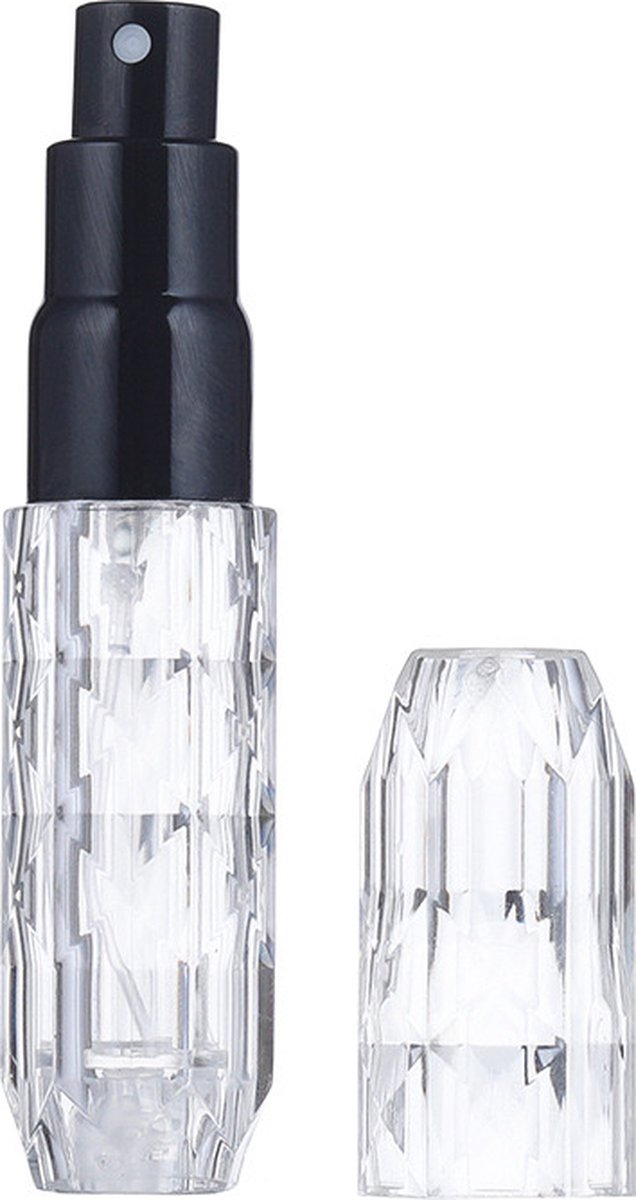 Goedkoopste T.O.M. Parfumverstuiver- 1 Parfumvuller 5 ML - Crystal/Zwart- Parfumvuller- navulbaar - Verstuiver flesje leeg - Draagbare Mini navulbare Spray - Navulling Parfum flesje - Hervulbare Parfumfles - Travel Size